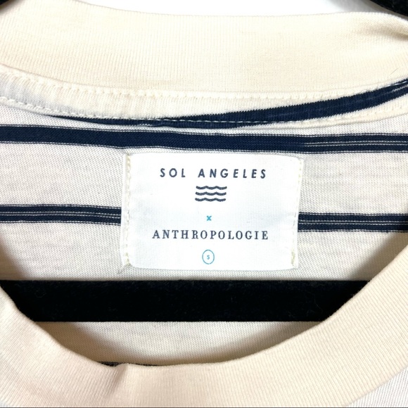 Anthropologie Sol Angeles Sz Small Striped La Vie en Rose T-Shirt Nautical - Picture 3 of 5